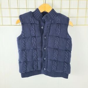 Janie and Jack Navy Blue Quilt Cable Knit Sweater Puffer Vest